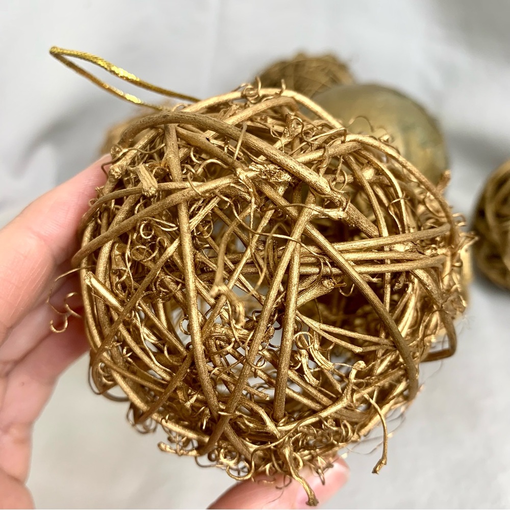 6 Grape Vine Gold Ball Ornaments Fall Christmas Tree Home Decor Napa Valley Wine